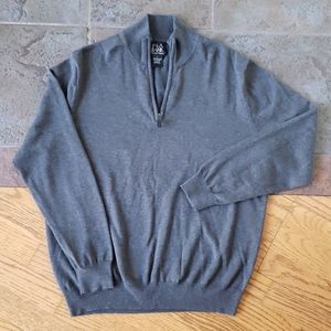 Jos A Bank Quarter Zip Gray Sweater Large